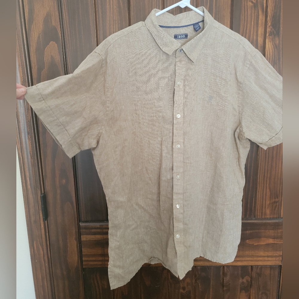 Izod Men's Casual Linen Button Down Shirt